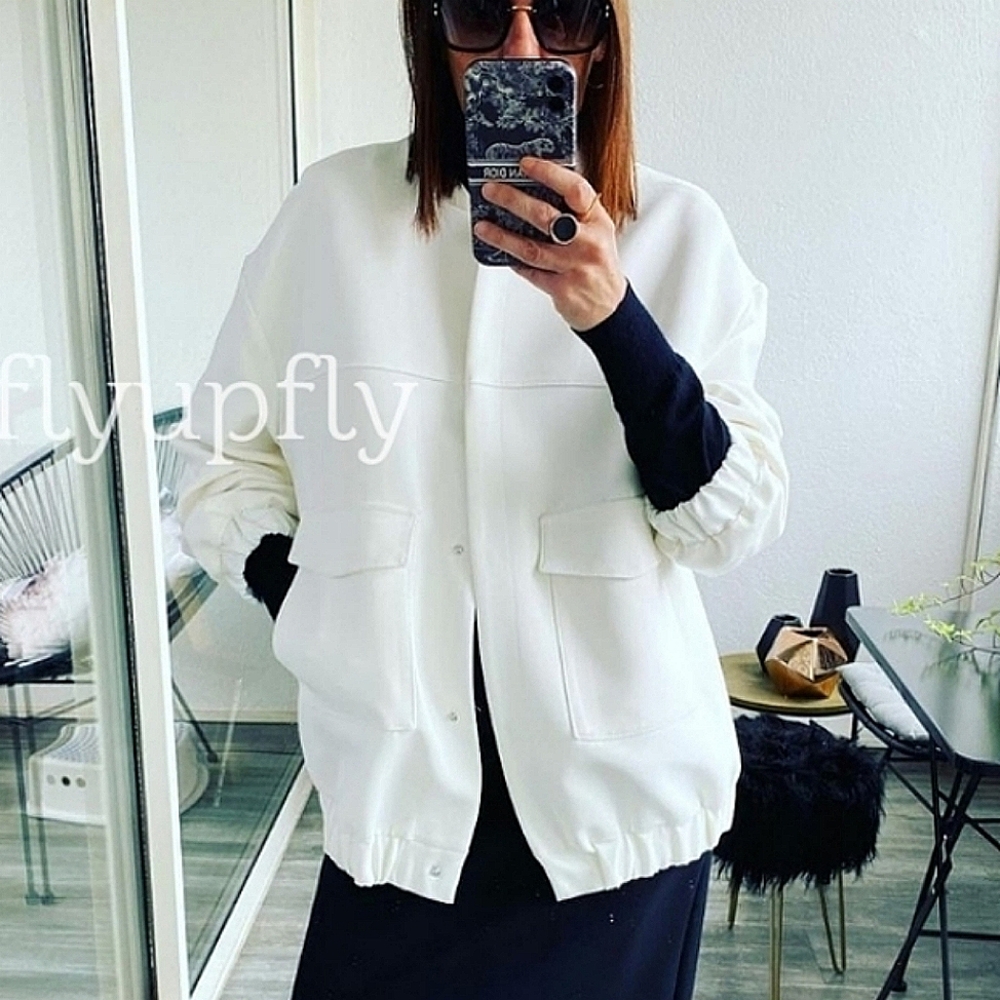 ZARA BOMBER JACKET WHITE SIZE XS